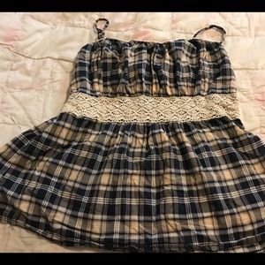 Plaid babydoll cami tank top